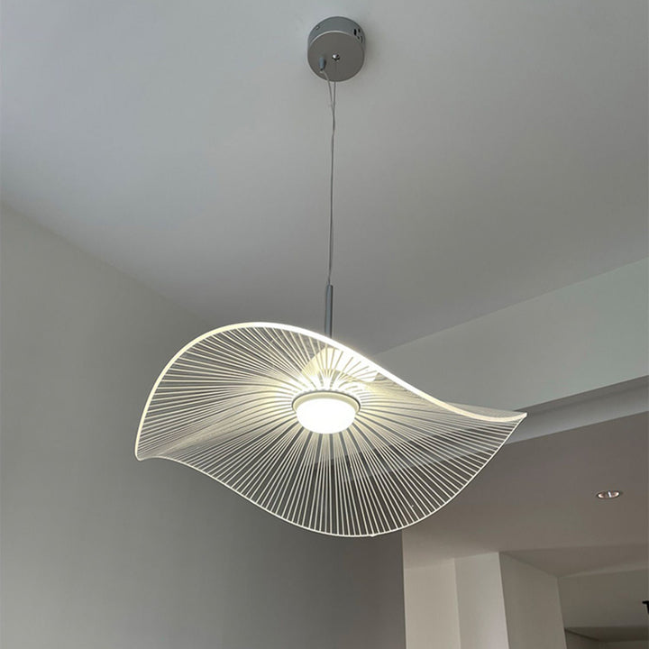 Lustre suspendu LED en feuille de lotus en aluminium acrylique nordique contemporain pour chambre à coucher 
