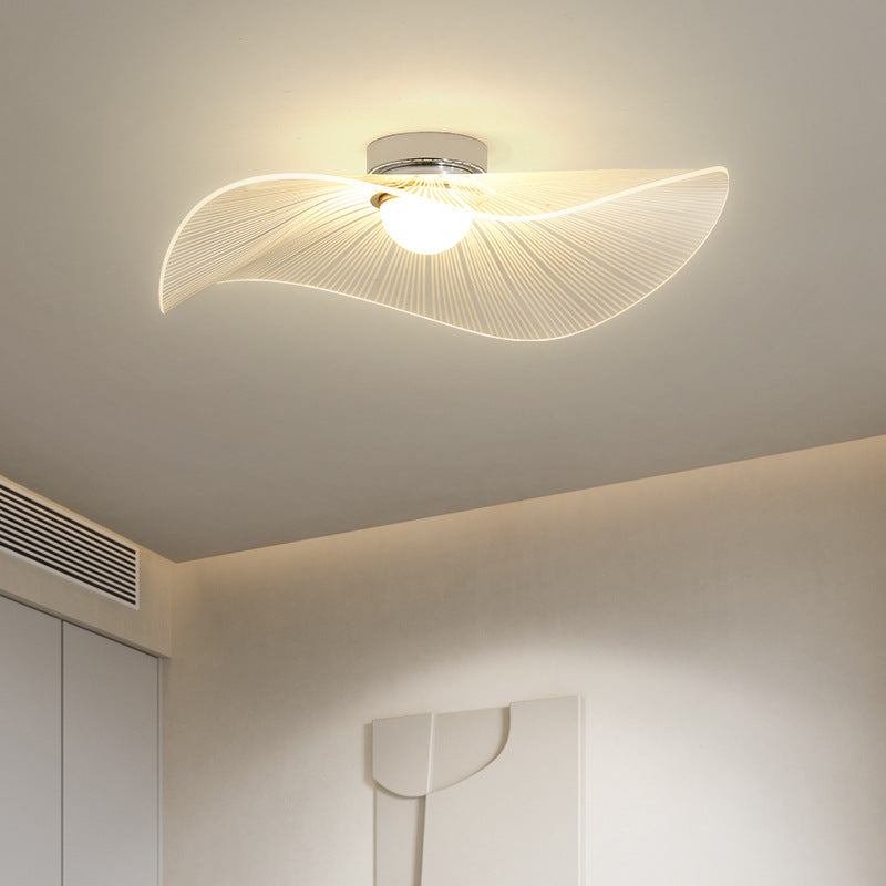 ضوء سقف LED شبه مثبت بتصميم قبعة أوراق اللوتس من الألومنيوم والأكريليك العصري للنوم 
