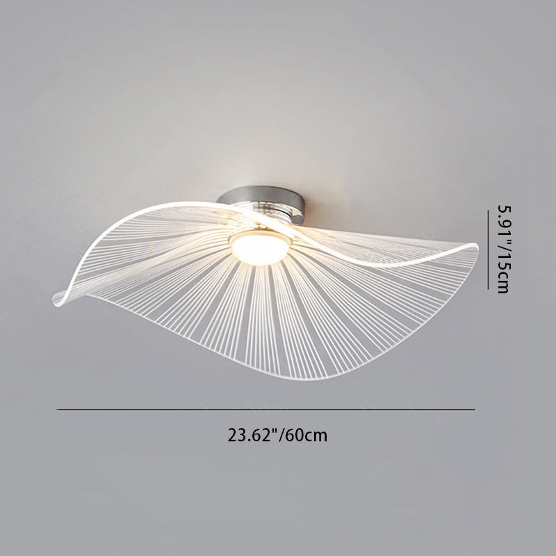 ضوء سقف LED شبه مثبت بتصميم قبعة أوراق اللوتس من الألومنيوم والأكريليك العصري للنوم 