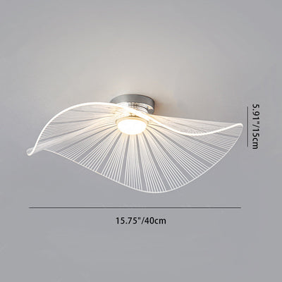 ضوء سقف LED شبه مثبت بتصميم قبعة أوراق اللوتس من الألومنيوم والأكريليك العصري للنوم 
