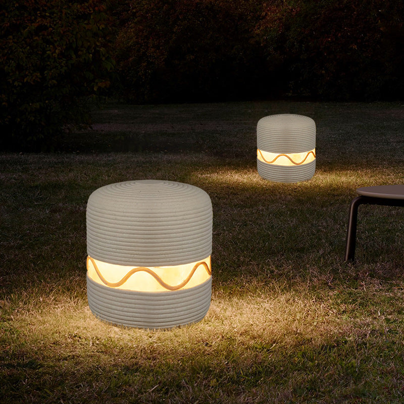 Éclairage paysager extérieur à LED en cylindre de résine solaire étanche traditionnel japonais pour jardin 