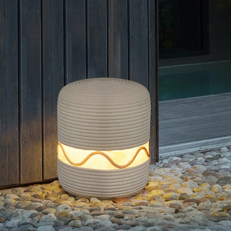 Éclairage paysager extérieur à LED en cylindre de résine solaire étanche traditionnel japonais pour jardin 