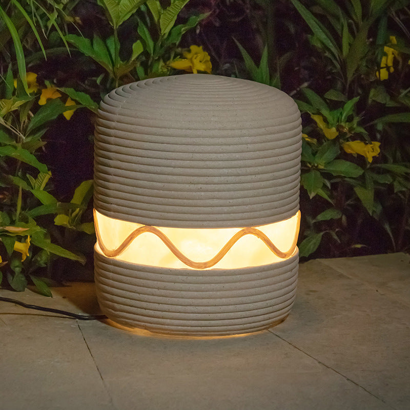 Éclairage paysager extérieur à LED en cylindre de résine solaire étanche traditionnel japonais pour jardin 