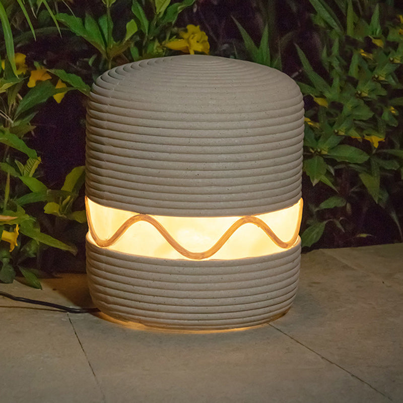 Éclairage paysager extérieur à LED en cylindre de résine solaire étanche traditionnel japonais pour jardin 