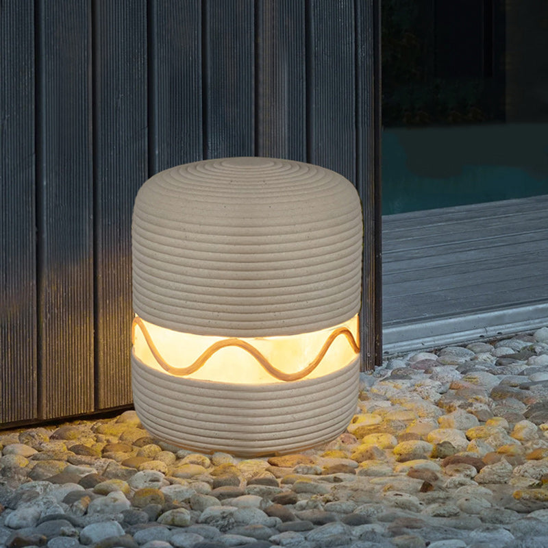Éclairage paysager extérieur à LED en cylindre de résine solaire étanche traditionnel japonais pour jardin 