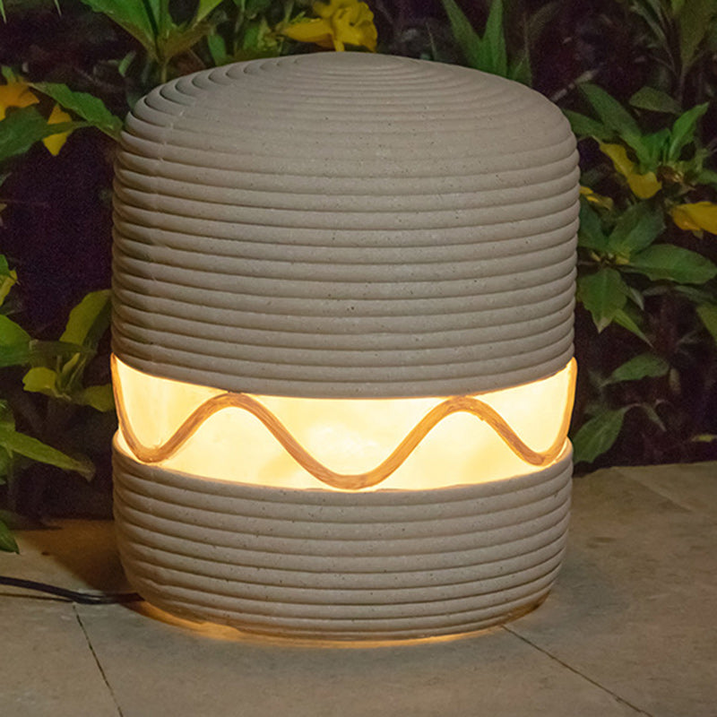 Éclairage paysager extérieur à LED en cylindre de résine solaire étanche traditionnel japonais pour jardin 