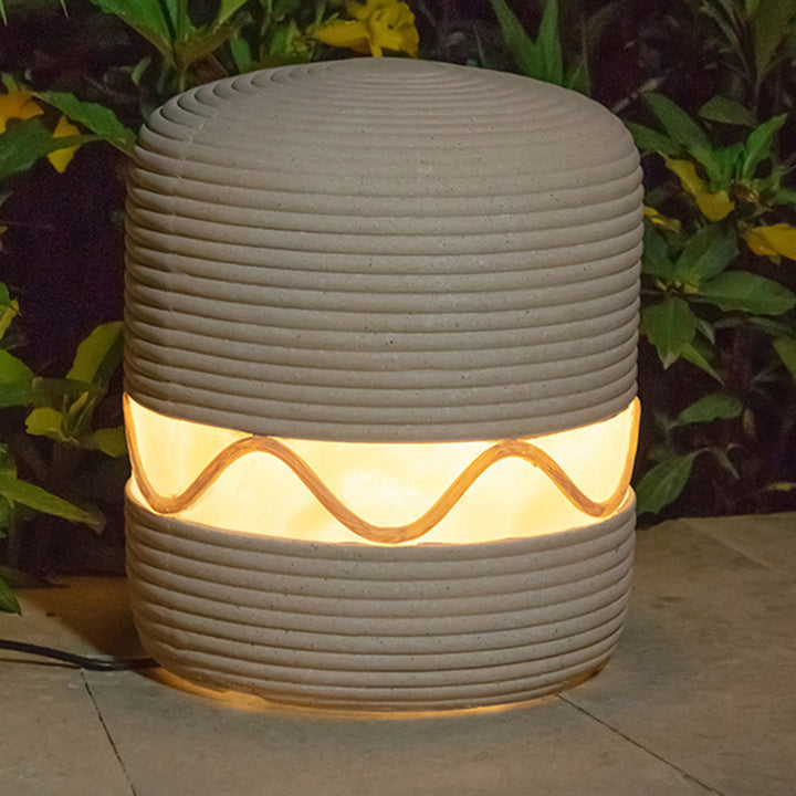 Éclairage paysager extérieur à LED en cylindre de résine solaire étanche traditionnel japonais pour jardin 