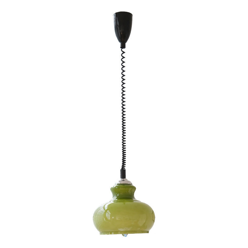 Suspension Luminaire Traditionnelle Vintage en Fer et Verre en Forme de Gourde Ronde à 1 Lumière pour Salle à Manger 