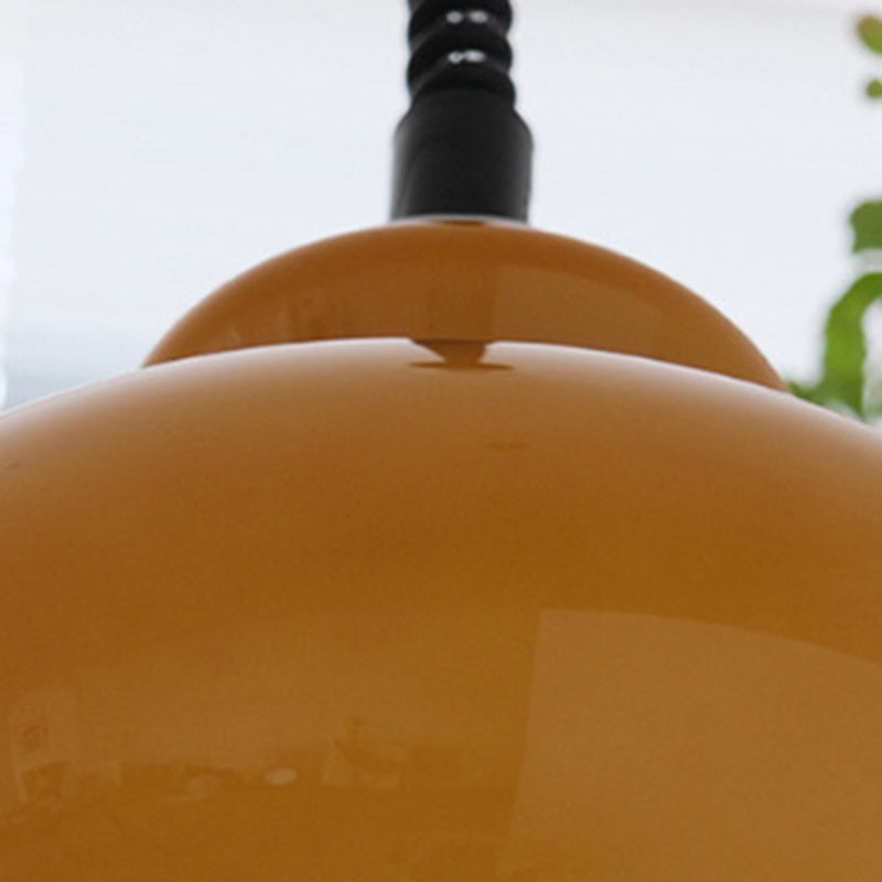 Suspension Luminaire Traditionnelle Vintage en Fer et Verre en Forme de Gourde Ronde à 1 Lumière pour Salle à Manger 
