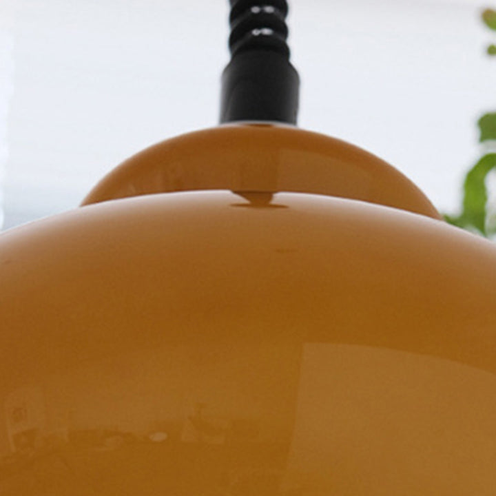 Suspension Luminaire Traditionnelle Vintage en Fer et Verre en Forme de Gourde Ronde à 1 Lumière pour Salle à Manger 