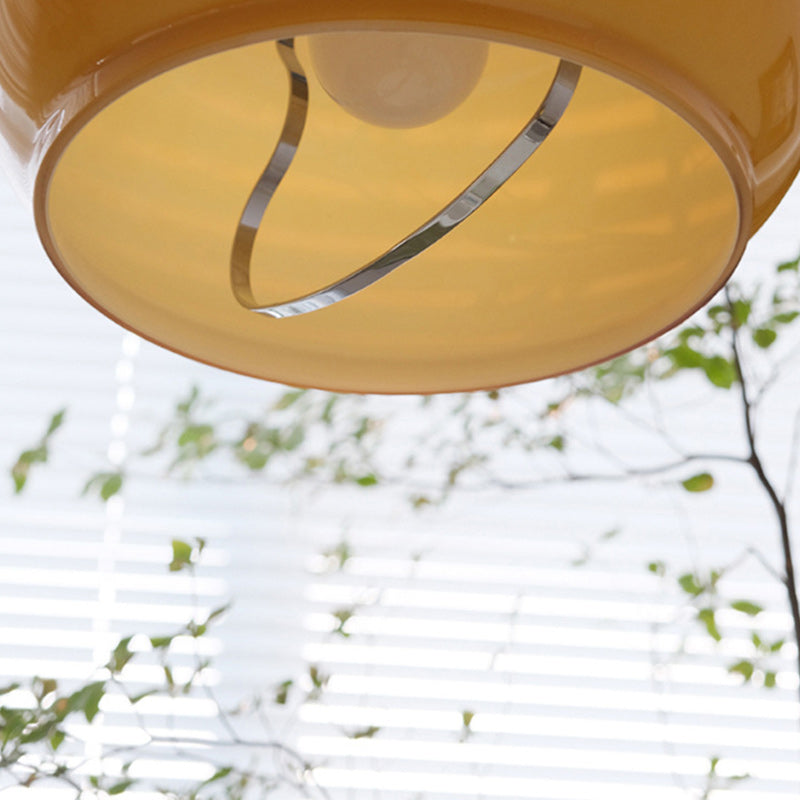 Suspension Luminaire Traditionnelle Vintage en Fer et Verre en Forme de Gourde Ronde à 1 Lumière pour Salle à Manger 