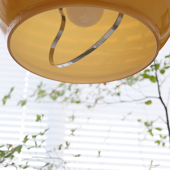 Suspension Luminaire Traditionnelle Vintage en Fer et Verre en Forme de Gourde Ronde à 1 Lumière pour Salle à Manger 