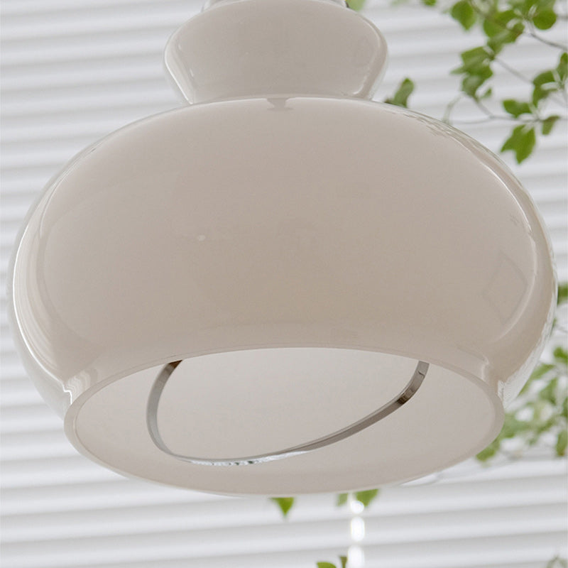 Suspension Luminaire Traditionnelle Vintage en Fer et Verre en Forme de Gourde Ronde à 1 Lumière pour Salle à Manger 