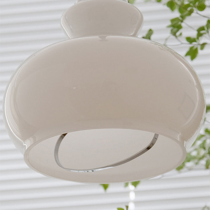 Suspension Luminaire Traditionnelle Vintage en Fer et Verre en Forme de Gourde Ronde à 1 Lumière pour Salle à Manger 