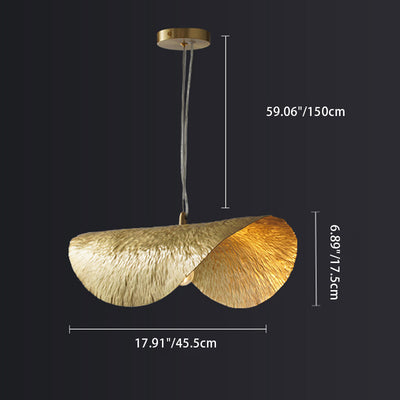Suspension moderne en laiton à chapeau feuille de lotus symétrique à 1 lumière pour salon 