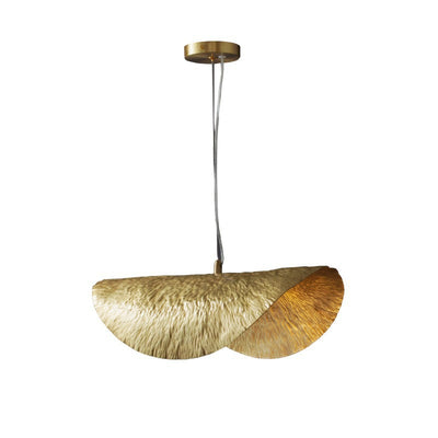 Suspension moderne en laiton à chapeau feuille de lotus symétrique à 1 lumière pour salon 