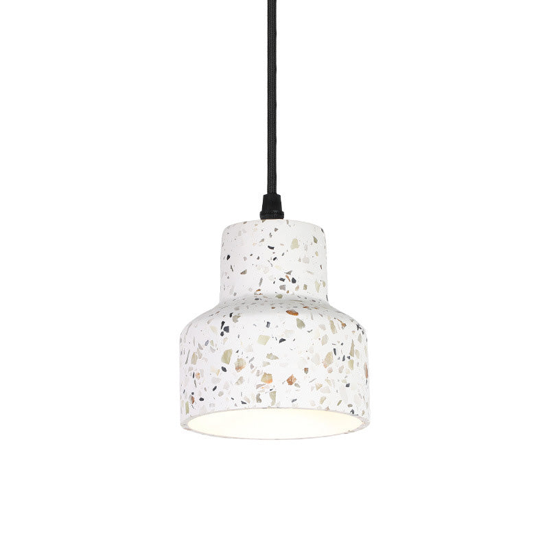 Contemporary Nordic Terrazzo Brass Round Cylinder Conic 1-Light Pendant Light For Dining Room