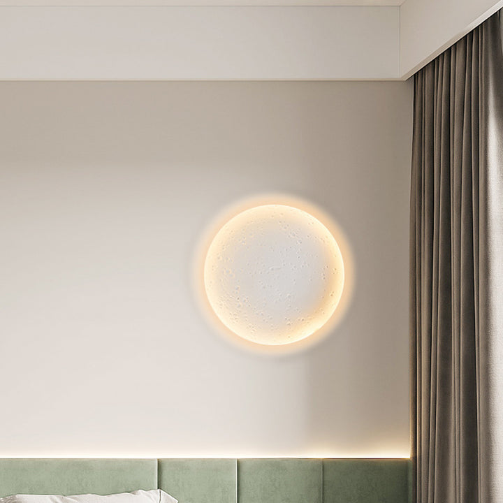 Moderne minimalistische Gips Runde Mond eingebettet LED Wandleuchte Lampe für Flur 