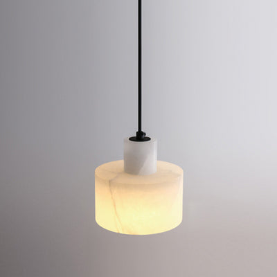 Moderne Einfachheit Marmor Eisen Zylinder 1-Licht Pendelleuchte für Bett 