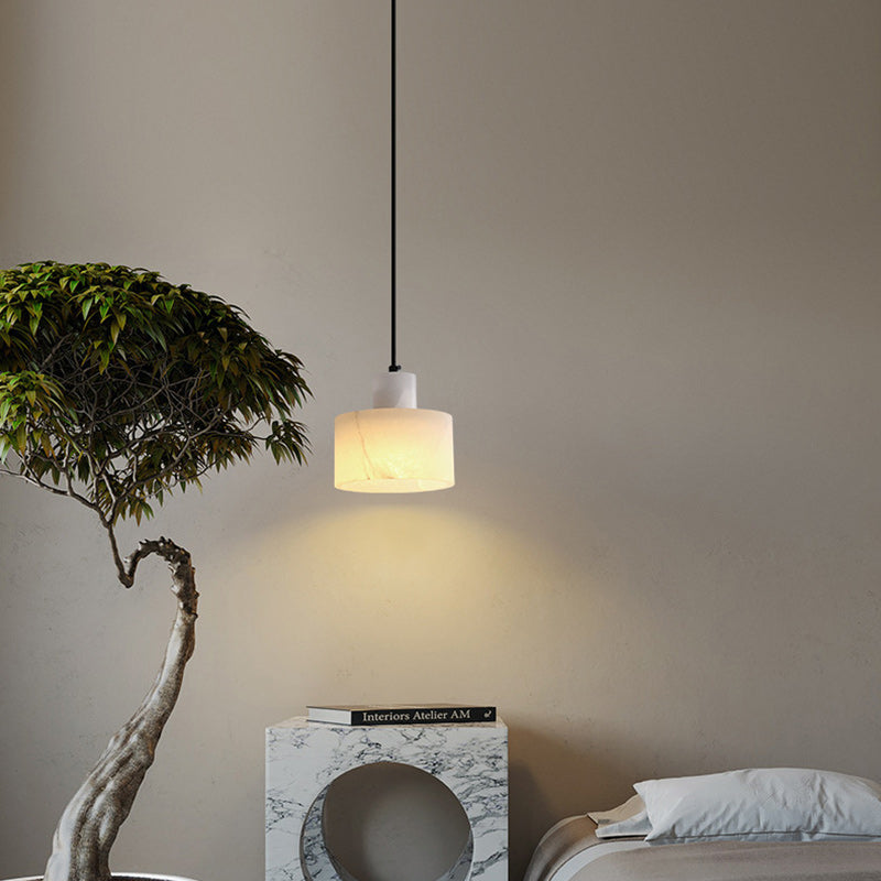 Moderne Einfachheit Marmor Eisen Zylinder 1-Licht Pendelleuchte für Bett 