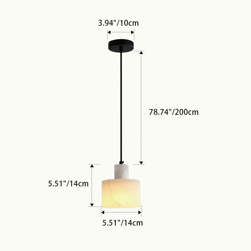 Moderne Einfachheit Marmor Eisen Zylinder 1-Licht Pendelleuchte für Bett 