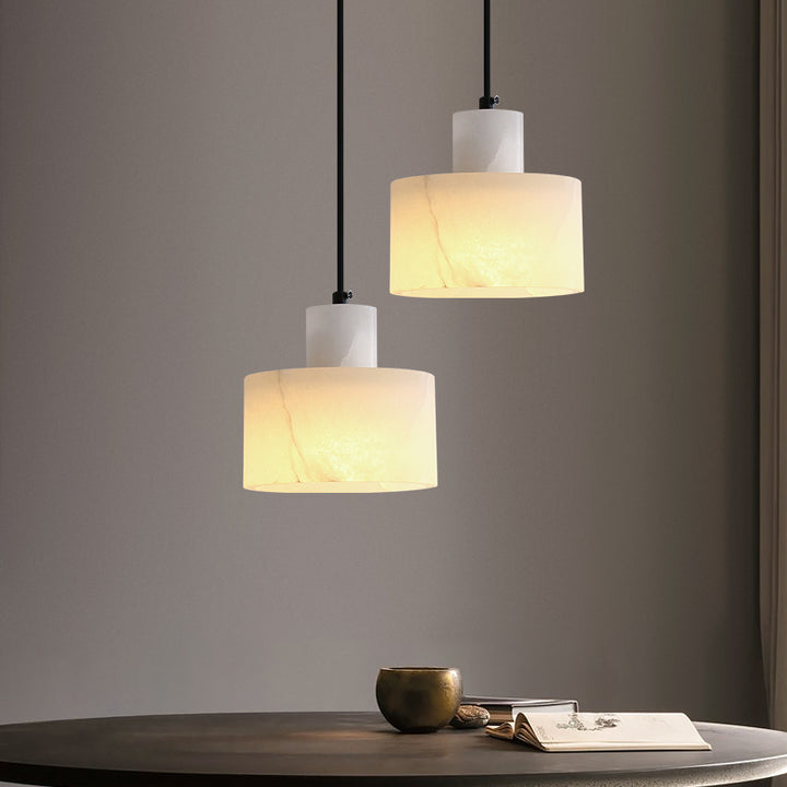 Moderne Einfachheit Marmor Eisen Zylinder 1-Licht Pendelleuchte für Bett 