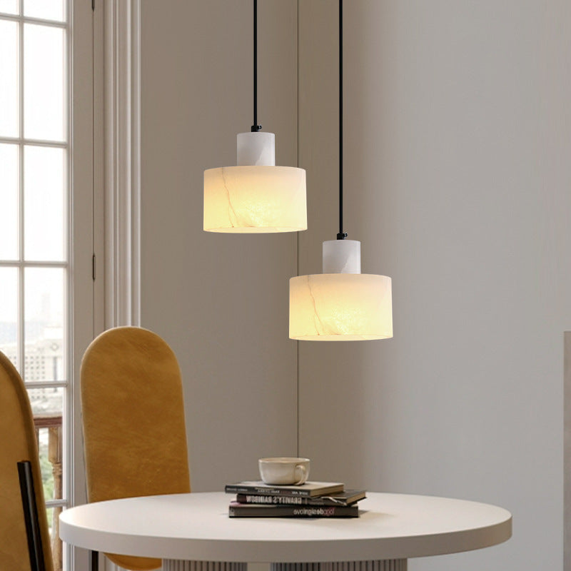 Moderne Einfachheit Marmor Eisen Zylinder 1-Licht Pendelleuchte für Bett 