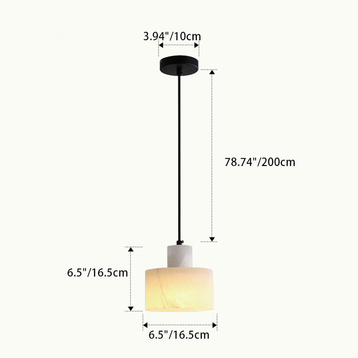 Moderne Einfachheit Marmor Eisen Zylinder 1-Licht Pendelleuchte für Bett 