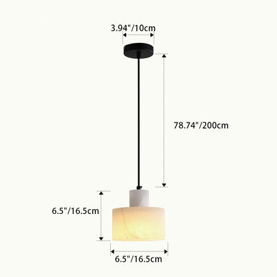 Moderne Einfachheit Marmor Eisen Zylinder 1-Licht Pendelleuchte für Bett 