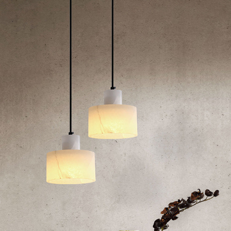 Moderne Einfachheit Marmor Eisen Zylinder 1-Licht Pendelleuchte für Bett 