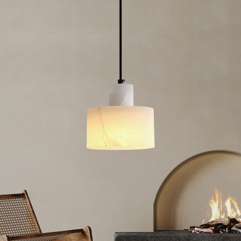 Moderne Einfachheit Marmor Eisen Zylinder 1-Licht Pendelleuchte für Bett 
