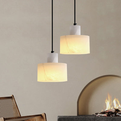 Moderne Einfachheit Marmor Eisen Zylinder 1-Licht Pendelleuchte für Bett 