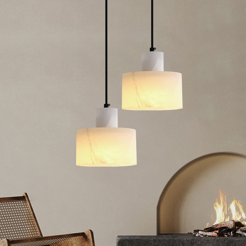 Moderne Einfachheit Marmor Eisen Zylinder 1-Licht Pendelleuchte für Bett 