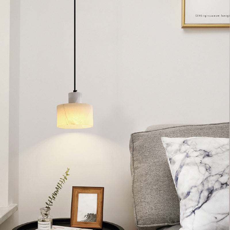 Moderne Einfachheit Marmor Eisen Zylinder 1-Licht Pendelleuchte für Bett 