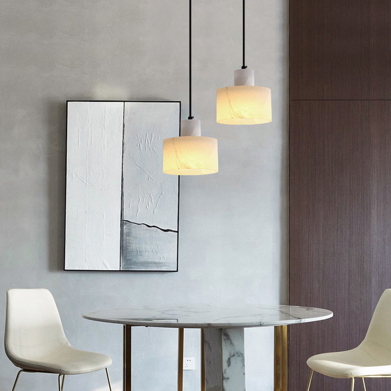 Moderne Einfachheit Marmor Eisen Zylinder 1-Licht Pendelleuchte für Bett 