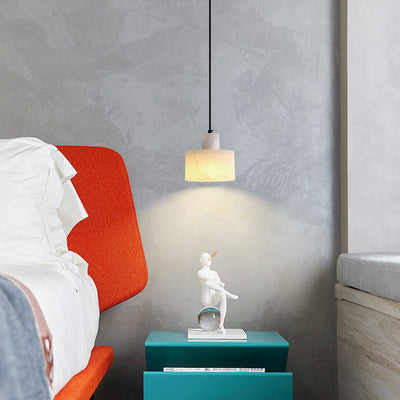 Moderne Einfachheit Marmor Eisen Zylinder 1-Licht Pendelleuchte für Bett 