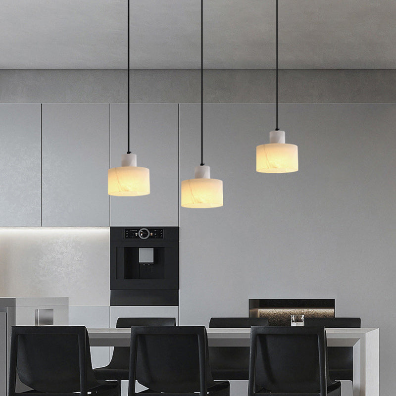Moderne Einfachheit Marmor Eisen Zylinder 1-Licht Pendelleuchte für Bett 