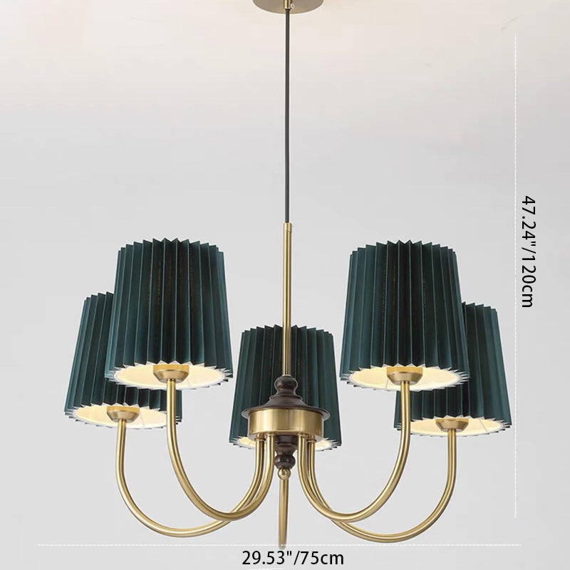 Zeitgenössische Retro Baumwolle Leinen Eisen Holz Zylinder Plissee 3/5 Licht Kronleuchter Für Wohnzimmer 