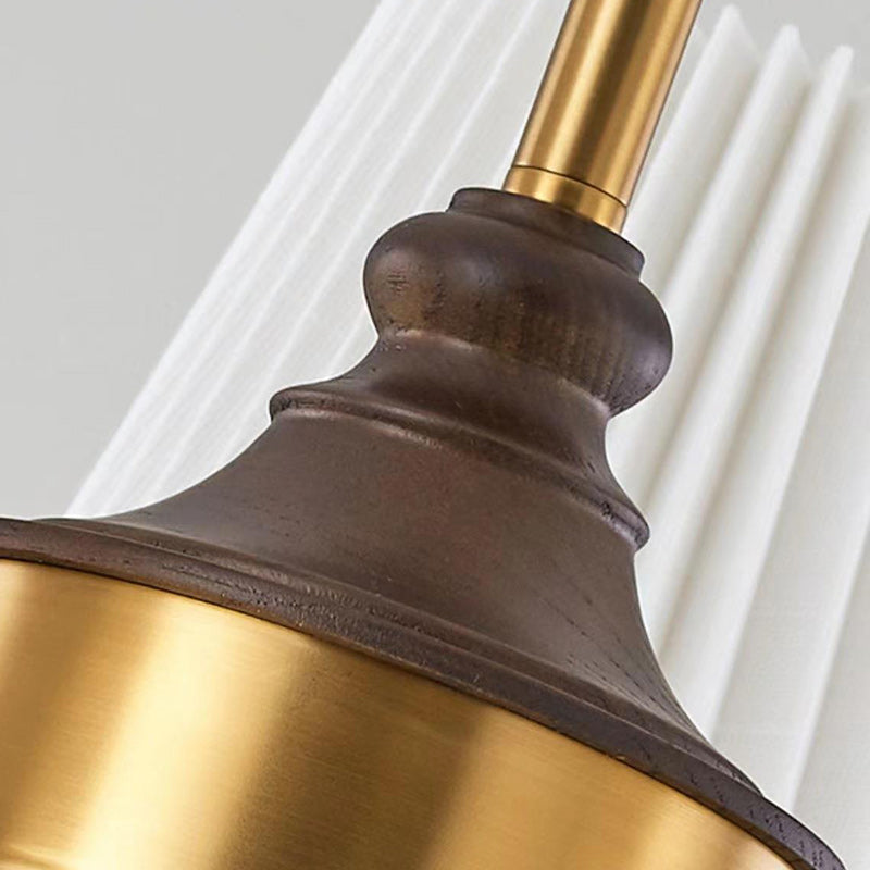 Zeitgenössische Retro Baumwolle Leinen Eisen Holz Zylinder Plissee 3/5 Licht Kronleuchter Für Wohnzimmer 