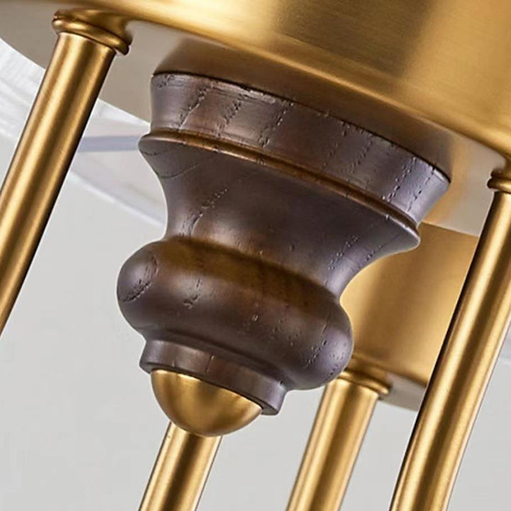 Zeitgenössische Retro Baumwolle Leinen Eisen Holz Zylinder Plissee 3/5 Licht Kronleuchter Für Wohnzimmer 