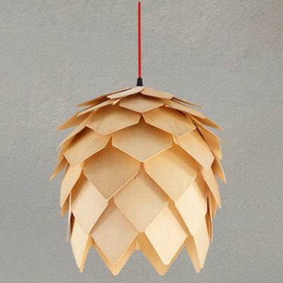 Contemporary Creative Wood Strobile 1-Light Pendant Light For Dining Room