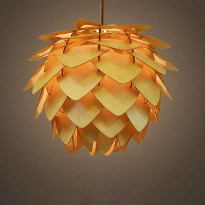 Zeitgenössische kreative Holz Strobile 1-Licht Pendelleuchte für Esszimmer 