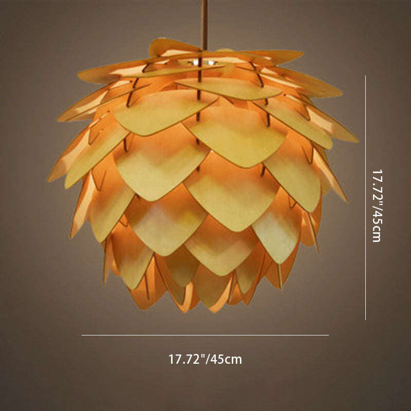 Zeitgenössische kreative Holz Strobile 1-Licht Pendelleuchte für Esszimmer 