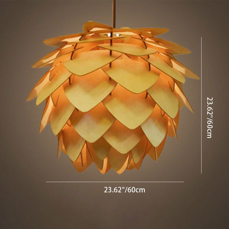 Zeitgenössische kreative Holz Strobile 1-Licht Pendelleuchte für Esszimmer 
