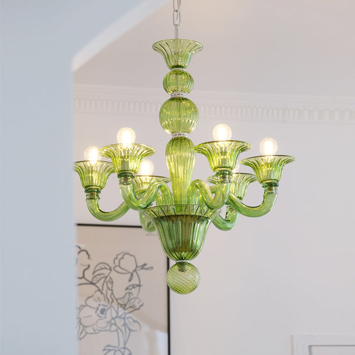 Traditioneller französischer Glasleuchter 5/6/8 Licht Kronleuchter für Wohnzimmer 