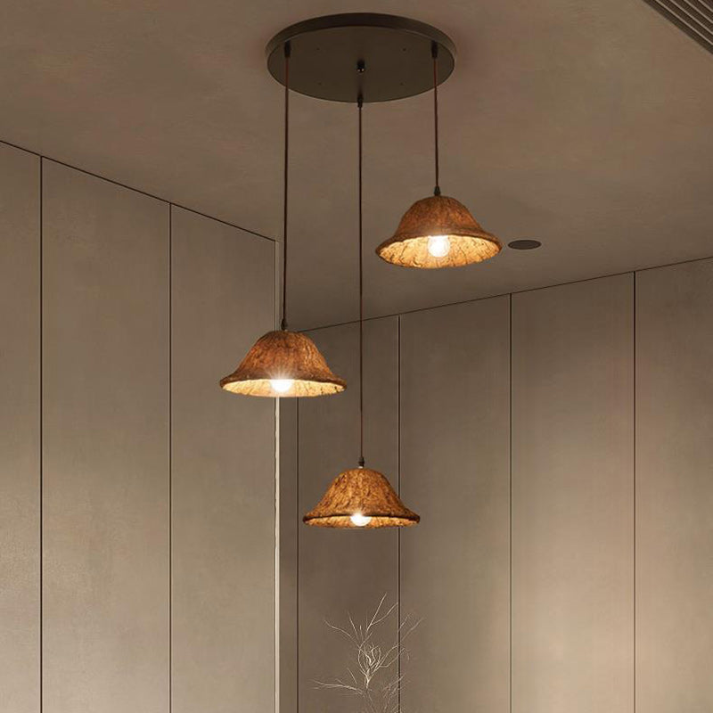 Lustres contemporains rétro en résine, métal, verre, floral, feuille de lotus, 1/3 lumières pour salle à manger 
