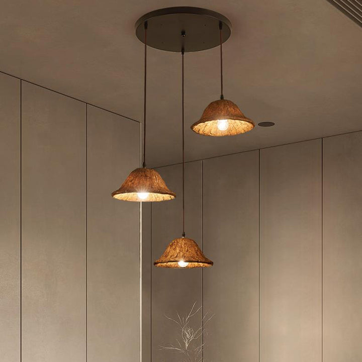 Lustres contemporains rétro en résine, métal, verre, floral, feuille de lotus, 1/3 lumières pour salle à manger 