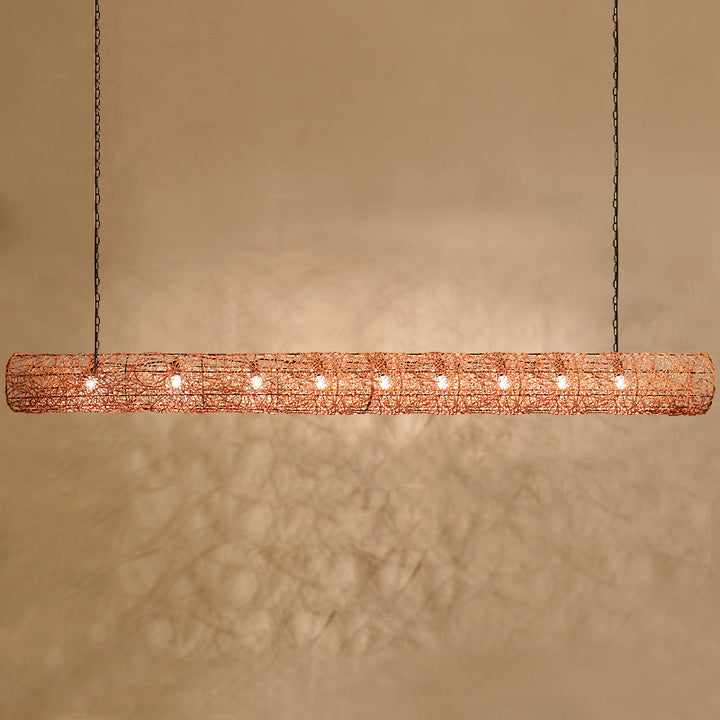 Tissage traditionnel japonais en rotin métal cylindre long baril 2/3/4/6/7/9 lustres lumière d&