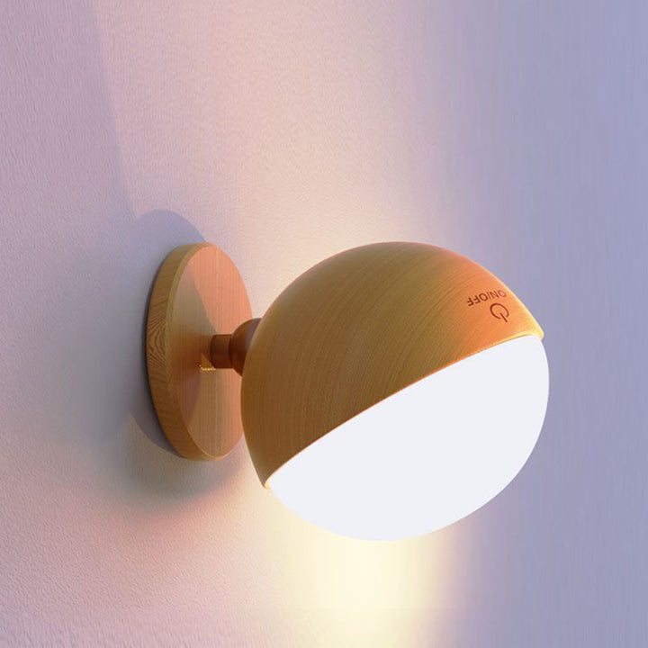 Moderne Einfachheit Holz ABS Ball Drehbare Wiederaufladbare LED Wand Leuchte Lampe Für 