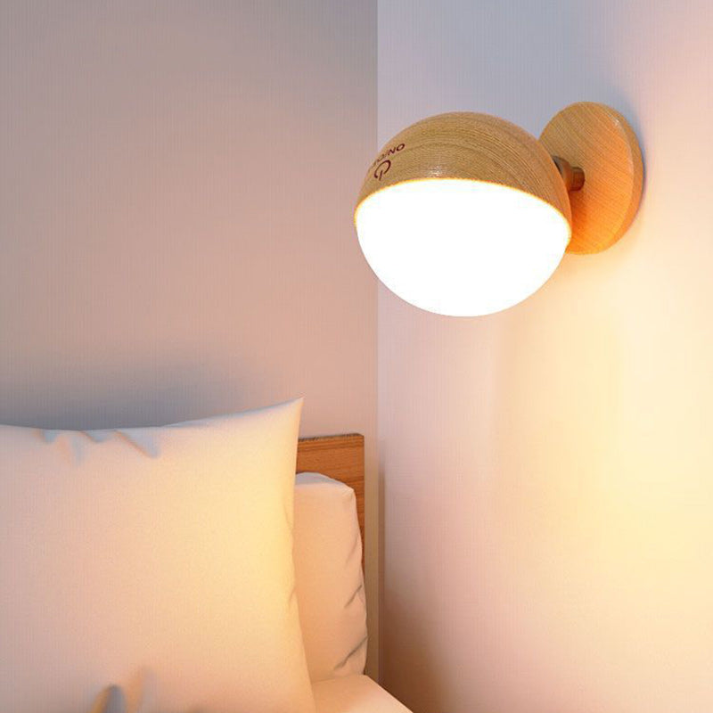 Moderne Einfachheit Holz ABS Ball Drehbare Wiederaufladbare LED Wand Leuchte Lampe Für 